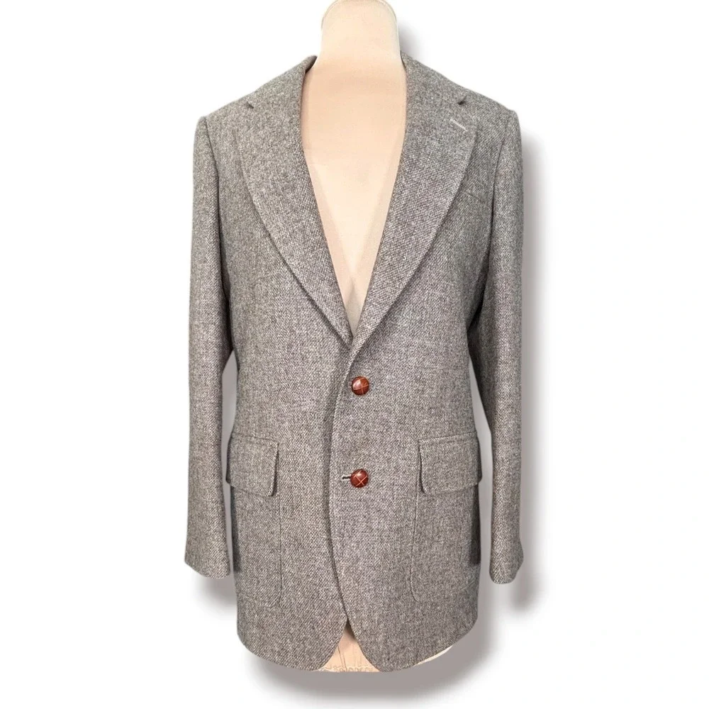 Glenthorne Shetland Wool Blazer Mens Gray Brown Tweed Sport Coat Jacket Heritage